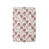 Romantic Blush & Burgundy Peony Floral Pattern Badematte (Vorderseite Vertikal)