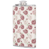 Romantic Blush & Burgundy Peony Floral Pattern Flachmann (Links)