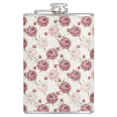 Romantic Blush & Burgundy Peony Floral Pattern Flachmann (Vorderseite)