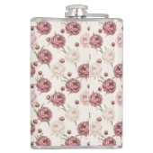 Romantic Blush & Burgundy Peony Floral Pattern Flachmann (Rückseite)