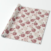Romantic Blush & Burgundy Peony Floral Pattern Geschenkpapier (Ungerollt)