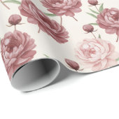 Romantic Blush & Burgundy Peony Floral Pattern Geschenkpapier (Rolleneckpunkt)