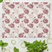 Romantic Blush & Burgundy Peony Floral Pattern Geschirrtuch (Gefaltet)