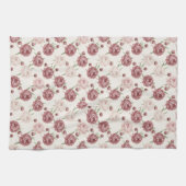 Romantic Blush & Burgundy Peony Floral Pattern Geschirrtuch (Horizontal)