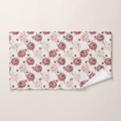 Romantic Blush & Burgundy Peony Floral Pattern Handtuch (Handtuch)