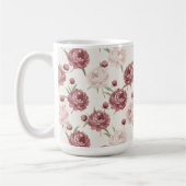 Romantic Blush & Burgundy Peony Floral Pattern Kaffeetasse (Links)