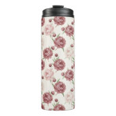 Romantic Blush & Burgundy Peony Floral Pattern Thermosbecher (Vorderseite)
