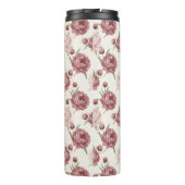 Romantic Blush & Burgundy Peony Floral Pattern Thermosbecher (Rückseite)
