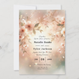 Romantic Blush Cherry Blossom Wedding Einladung