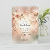 Romantic Blush Cherry Blossom Wedding Einladung (Stehend Vorderseite)
