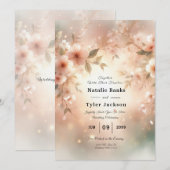 Romantic Blush Cherry Blossom Wedding Einladung (Vorne/Hinten)