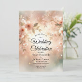Romantic Blush Cherry Blossom Wedding Einladung (Stehend Vorderseite)