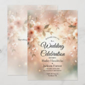 Romantic Blush Cherry Blossom Wedding Einladung (Vorne/Hinten)