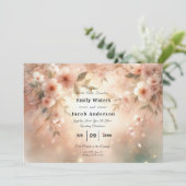 Romantic Blush Cherry Blossom Wedding Einladung (Stehend Vorderseite)