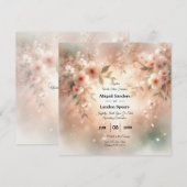 Romantic Blush Cherry Blossom Wedding Einladung (Vorne/Hinten)