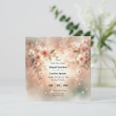 Romantic Blush Cherry Blossom Wedding Einladung (Stehend Vorderseite)