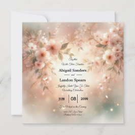 Romantic Blush Cherry Blossom Wedding Einladung