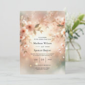 Romantic Blush Cherry Blossom Wedding Einladung (Stehend Vorderseite)