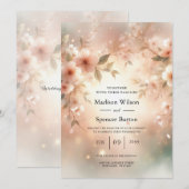 Romantic Blush Cherry Blossom Wedding Einladung (Vorne/Hinten)