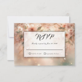 Romantic Blush Cherry Blossom Wedding RSVP Karte