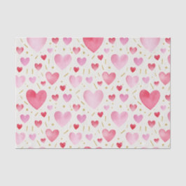 Romantic Blush & Crimson Watercolor Hearts Seidenpapier