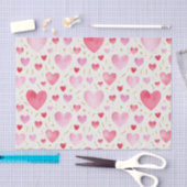 Romantic Blush & Crimson Watercolor Hearts Seidenpapier (Handwerk)
