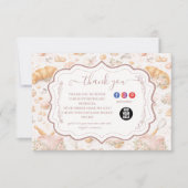 Romantic Blush Croissant Bakery Business Dankeskarte (Vorderseite)