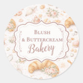 Romantic Blush Croissant Bakery Business Runder Aufkleber (Vorderseite)