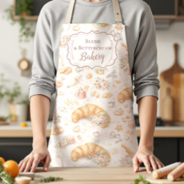 Romantic Blush Croissant Bakery Business Schürze