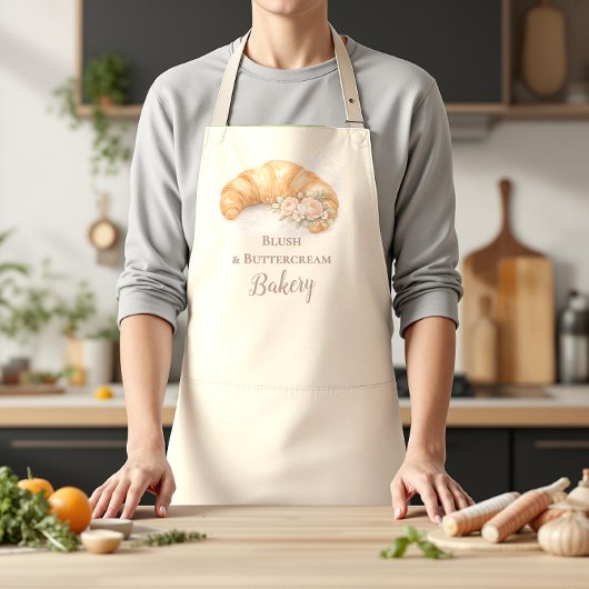Romantic Blush Croissant Bakery Business Schürze