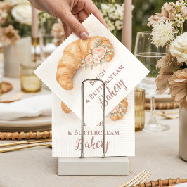 Romantic Blush Croissant Bakery Business Serviette