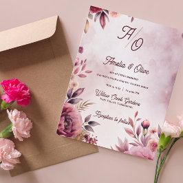 Romantic Blush Ethereal Mauve Wedding Invitation Einladungspostkarte
