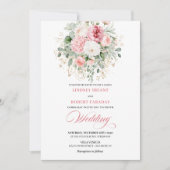Romantic Blush Floral Greenery Wedding Invite Einladung (Vorderseite)