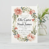 Romantic Blush Floral Wedding Invitation Einladung (Stehend Vorderseite)