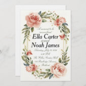 Romantic Blush Floral Wedding Invitation Einladung (Vorne/Hinten)