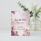 Romantic Blush Floral Wedding Save the Date Einladungspostkarte (Stehend Vorderseite)