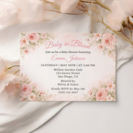Romantic Blush Garden Baby in Bloom Invite Einladung