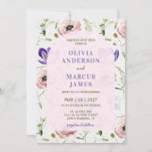 Romantic Blush & Lavender Floral Wedding Einladung (Vorderseite)