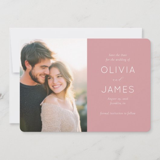 Romantic Blush Minimalist Photo Save The Date (Vorderseite)