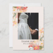 Romantic Blush Painted Floral Wedding Dankeskarte (Vorderseite)
