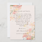 Romantic Blush Painted Floral Wedding Dankeskarte (Rückseite)