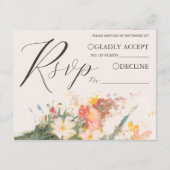 Romantic Blush Painted Floral Wedding RSVP QR Code Begleitkarte (Vorderseite)