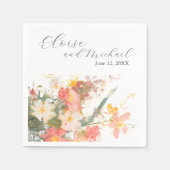 Romantic Blush Painted Floral Wedding Serviette (Vorderseite)