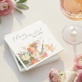 Romantic Blush Painted Floral Wedding Serviette