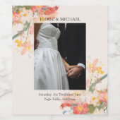 Romantic Blush Painted Floral Wedding Weinetikett (Einzelnes Label)