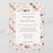 Romantic Blush Pink Brown Cream Hearts Wedding Einladung (Vorne/Hinten)