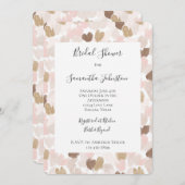 Romantic Blush Pink Brown Hearts Bridal Shower Einladung (Vorne/Hinten)
