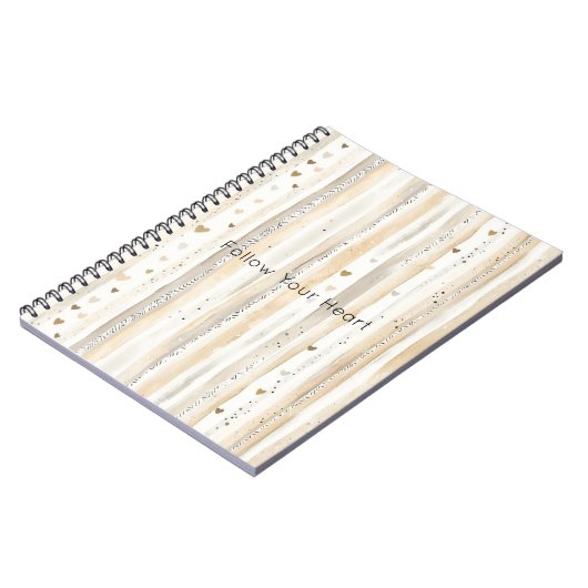 Romantic Blush Pink Cream Cream Hearts Stripes Notizblock (Linke Seite)