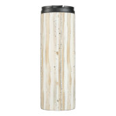 Romantic Blush Pink Cream Cream Hearts Stripes Thermosbecher (Rückseite)