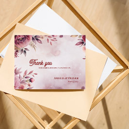 Romantic Blush Pink Floral Wedding Thank You Postkarte